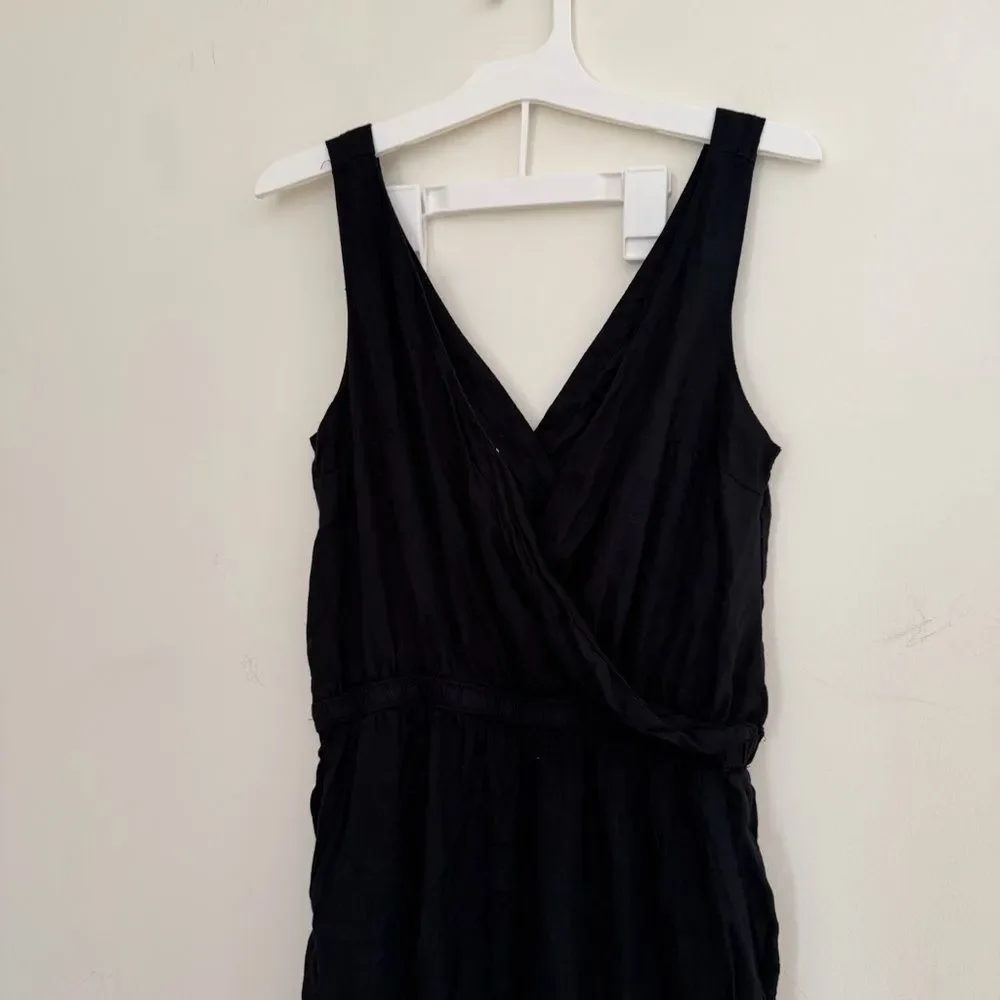Abercrombie & Fitch Black Sleeveless Wrap Jumpsuit Minimalist Chic